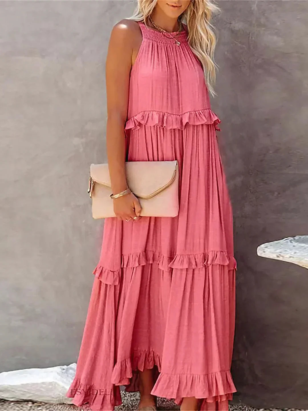 Emilia | Halter Ruffle Maxi Dress