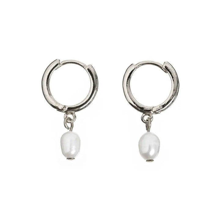 Oria Gold Pearl Hoop Earrings