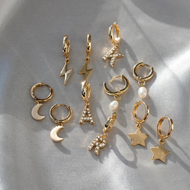 Oria Gold Pearl Hoop Earrings