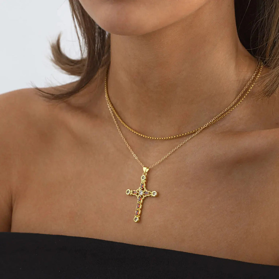 Celestia Gold Cross Necklace