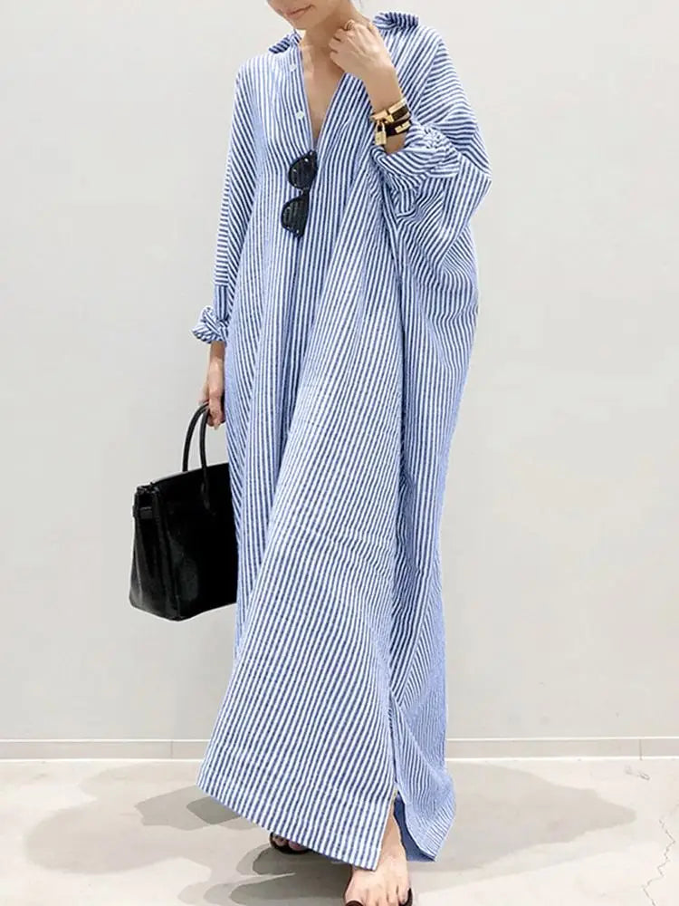 Vivienne | Striped Long Shirt Dress