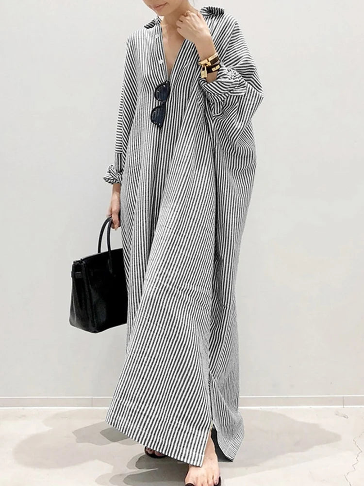 Vivienne | Striped Long Shirt Dress