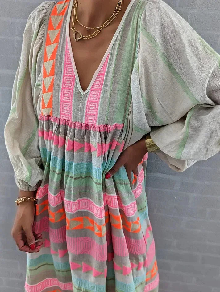 Lina | Boho Print Maxi Dress