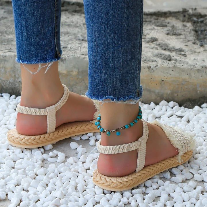 Naomi | Boho Fringe Flat Sandals