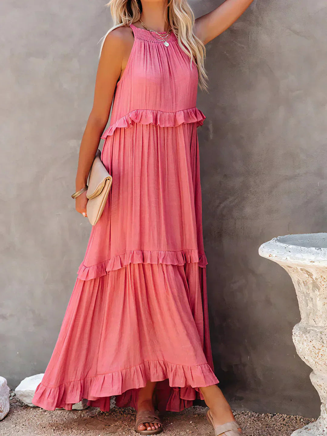 Emilia | Halter Ruffle Maxi Dress