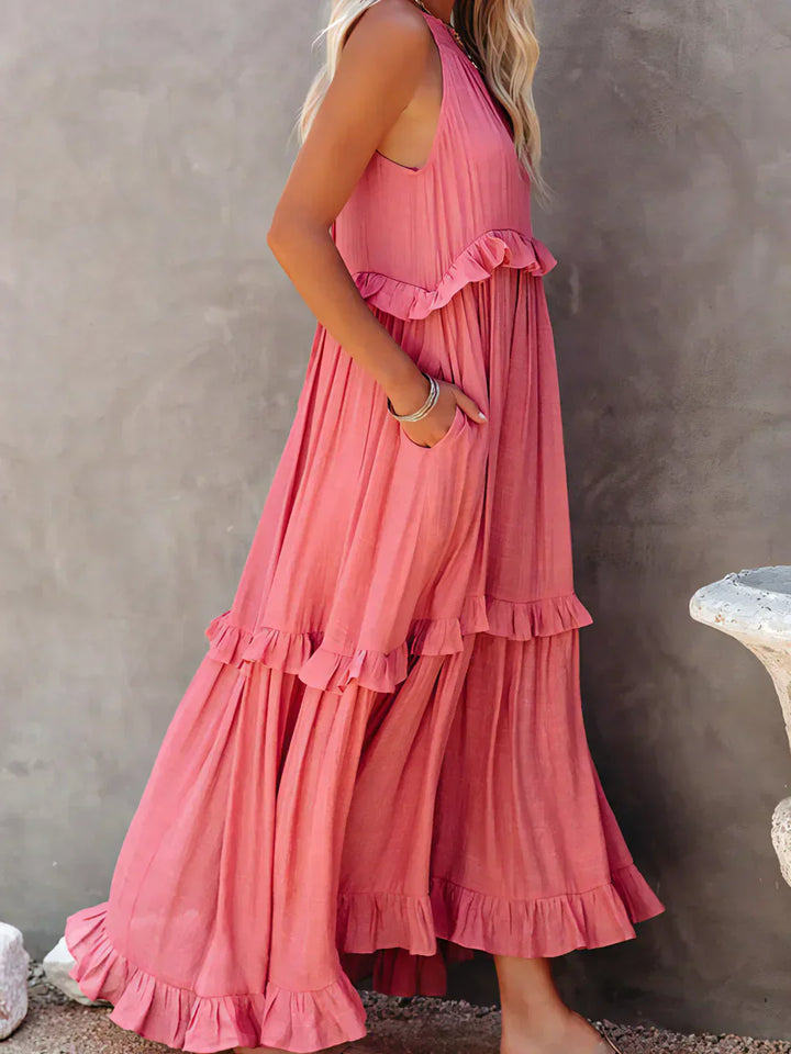 Emilia | Halter Ruffle Maxi Dress