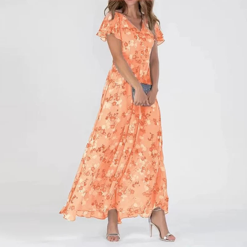 Amara | Flowing Floral Chiffon Maxi Dress